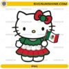 Hello Kitty Mexican Girl PNG wearing a traditional Mexico-inspired outfit and holding the Mexican flag