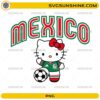 Hello Kitty Mexico Soccer PNG featuring a cute kitty in green soccer jersey with soccer ball