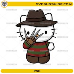 Horror Hello Kitty Freddy Krueger PNG cute nightmare Halloween digital design