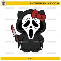 Horror Hello Kitty Ghostface PNG cute slasher Halloween digital design