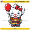 Horror Hello Kitty Pennywise PNG cute clown Halloween digital design with red balloon