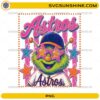 Houston Astros baseball mascot PNG wearing an Astros jersey, colorful star sunglasses, and a baseball cap.