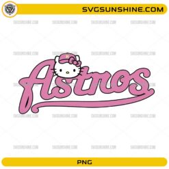 Houston Astros Hello Kitty PNG with cute pink baseball fan design and transparent background