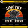 Jimothy Feral Legend PNG featuring a vintage raccoon with retro sunset and Seattle WA text