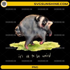 Jimothy It's OK To Be Weird PNG featuring a cute watercolor raccoon with an inspirational quote