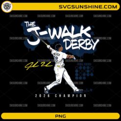 Jordan Walker The J-Walk Derby PNG featuring a baseball player swinging with 2026 Home Run Derby Champion design