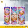 Kawaii dumpling 20oz skinny tumbler PNG sublimation wrap featuring cute dim sum characters, rainbow, hearts, clouds, and pastel colors