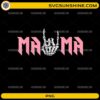 Mama PNG featuring pink gothic lettering with a skeleton hand making a rock gesture