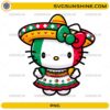 Mexican Hello Kitty PNG wearing a colorful fiesta dress and sombrero with Mexico-inspired design