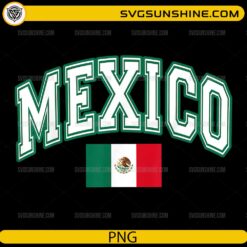 Mexico Flag Vintage PNG featuring varsity-style Mexico lettering and the official Mexican flag for Cricut and sublimation.