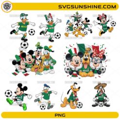 Mexico Mickey Soccer Bundle PNG featuring Mexican football cartoon fan designs