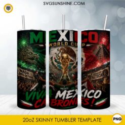 Mexico World Cup 2026 Stadium 20oz Skinny Tumbler PNG | Mexico Soccer Sublimation Wrap | Football Digital Download