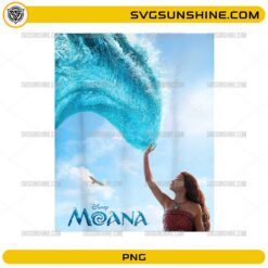 Moana Live Action Movie PNG with ocean princess and blue wave adventure scene