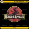 Mongo Is Appalled PNG featuring a distressed retro dinosaur logo with a funny meme quote