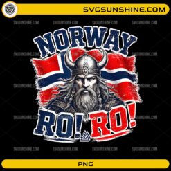 Norway Viking PNG with Norwegian flag and fierce Nordic warrior design