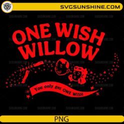 One Wish Willow PNG featuring retro typography, vintage-inspired artwork, and playful nostalgic graphics for Cricut and sublimation.