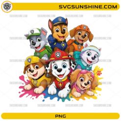 Paw Patrol Rescue Team PNG with cute puppy rescue squad characters