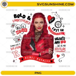 Rebel Royalty Red PNG with red-haired fantasy princess and wicked wonderland doodle artwork