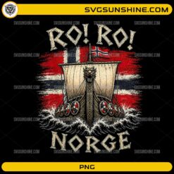 Ro Ro Norge Viking Longship PNG featuring a Viking ship with the Norwegian flag
