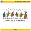 Sad Bug Summer PNG featuring a cute insect band with beetles, bees, ladybugs, grasshoppers, and musical instruments.