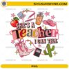 She's A Teacher I Can Tell PNG featuring western cowgirl boots, cowboy hat, iced coffee, apple, cactus, notebook, and classroom-themed elements.