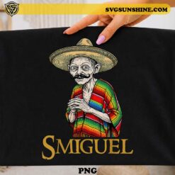 Smiguel Mexican Sombrero PNG featuring a funny vintage character wearing a sombrero and colorful poncho