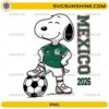 Snoopy Mexico Soccer PNG featuring a cute beagle-inspired football fan wearing a green Mexico-inspired jersey with a soccer ball