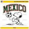 Snoopy Mexico Soccer PNG featuring a cute beagle-inspired football fan dribbling a soccer ball beneath Mexico lettering