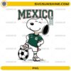 Snoopy Mexico Soccer World Cup 2026 PNG featuring a cute beagle-inspired football fan wearing a Mexico-inspired green jersey with a soccer ball