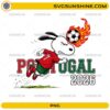 Snoopy Portugal Soccer PNG featuring a cute beagle-inspired football player in a red and green soccer uniform