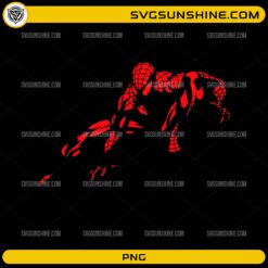 Spider-Man PNG featuring a dynamic red and black web-slinger superhero pose on a transparent background