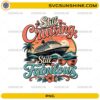 Still Cruising Still Fabulous PNG featuring a cruise ship, tropical sunset, palm trees, sunglasses, and floral accents