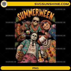 Summerween Horror Icons PNG featuring horror characters in summer Halloween outfits