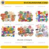 Teacher Bundle PNG with 6 colorful teacher quote designs