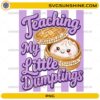 Teaching My Little Dumplings PNG featuring a cute smiling dumpling inside a bamboo steamer
