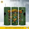 Teenage Mutant Ninja Turtles 20oz skinny tumbler PNG sublimation wrap featuring Leonardo, Michelangelo, Donatello, Raphael, and a classic sewer background