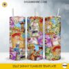 Toy Story 5 20oz skinny tumbler PNG sublimation wrap featuring Woody, Buzz Lightyear, Jessie, Rex, Lotso, Bullseye, and colorful cartoon collage artwork