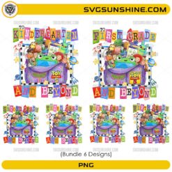 Toy Story Back To School Grade Bundle PNG with Kindergarten First Second Third Fourth and Fifth Grade designs