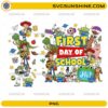 Toy Story First Day Of School PNG with colorful toy-inspired characters and back to school design