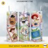 Toy Story Friends 20oz skinny tumbler PNG sublimation wrap featuring Woody, Buzz Lightyear, Jessie, Forky, Mr. Potato Head, and colorful scrapbook artwork