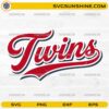 Twins Script SVG featuring a vintage red baseball script design