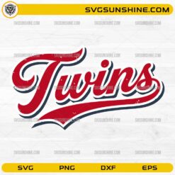 Twins Script SVG featuring a vintage red baseball script design