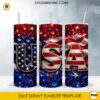 USA Flag 20oz skinny tumbler PNG sublimation wrap featuring patriotic red white blue glitter stars and American flag design