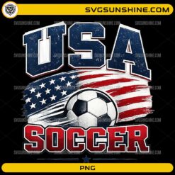 USA Soccer PNG featuring varsity lettering, American flag, and soccer ball