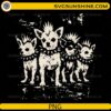 Vintage Punk Chihuahua Rock PNG featuring cute Chihuahuas with mohawks and spiked collars in a distressed black-and-white punk style.