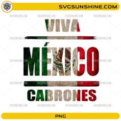 Viva Mexico Cabrones PNG featuring distressed Mexican flag typography design