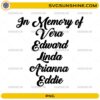 In Memory Family PNG memorial design with elegant script typography for remembrance shirts and personalized family gifts.