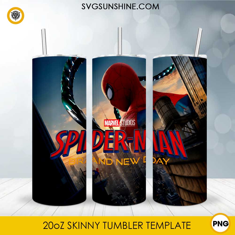 Spider Man Brand New Day Tumbler PNG 20oz Skinny Tumbler Template