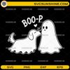 Boo-P Ghost Dog SVG featuring a cute ghost dog kissing a friendly ghost with a heart and Halloween theme
