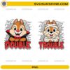 Chip and Dale Double Trouble Halloween PNG Bundle featuring vampire and mummy costumes with spooky Halloween elements